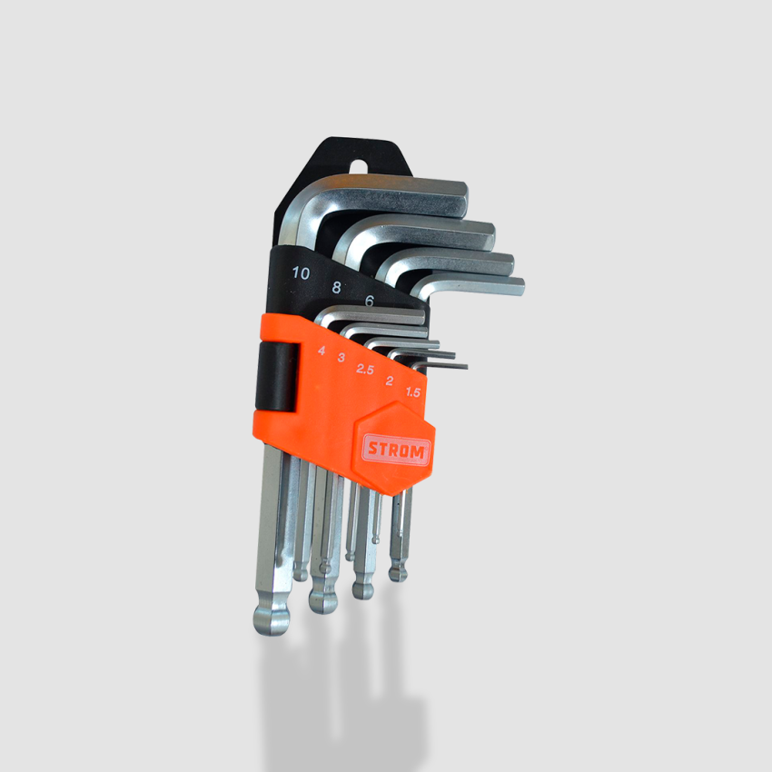 Jogo de Chave Hexagonal Abaulada Curtas com 9 peças - LAT-133 - STROM