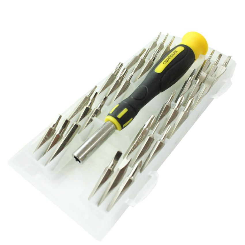 Jogo de bits com chave canhão 31 peças - 0605602 - Crownman