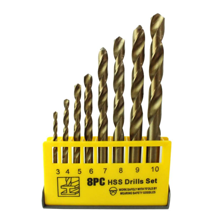 Jogo com 8 brocas torcidas de titânio 3 - 10mm - 0130018- Crownman