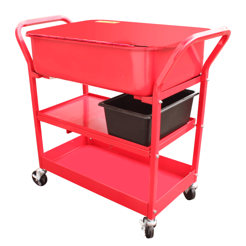 Lavadora Móvel de Peças Compacta com Tampa e Suporte e Prateleiras 75L 220V