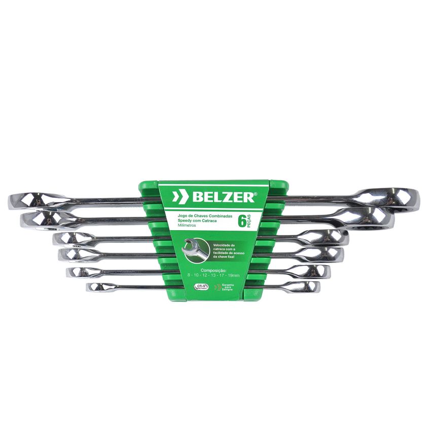 Chave Combinada com Catraca Speedy 6 Peças de 8 a 19 mm - Belzer 8556BJ