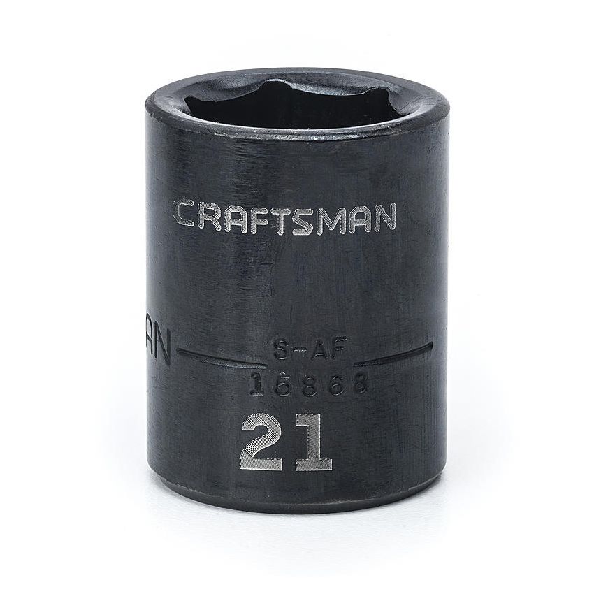 Soquete Curto Impacto 21mm, 6 Pontas, Encaixe 1/2 - 15868 - Craftsman