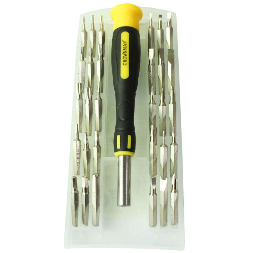 Jogo de bits com chave canhão 31 peças - 0605602 - Crownman