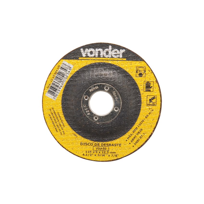 Disco de desbaste 115mm x 5mm x 22,2mm - 1219504120 - Vonder