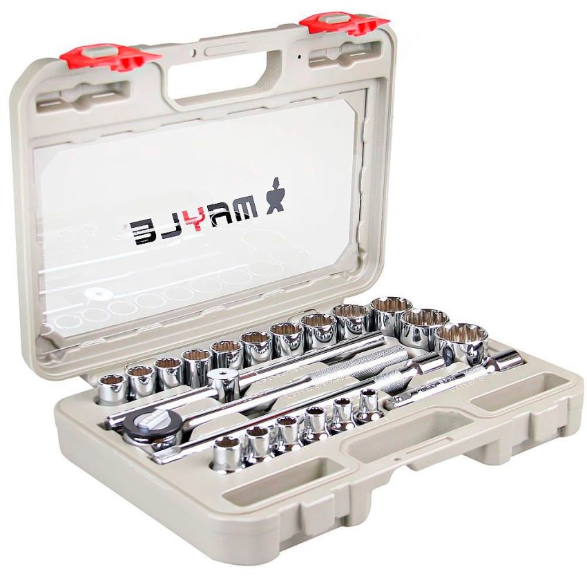 Jogo soquete estriado 1/2 - 23 peças Mayle 110023