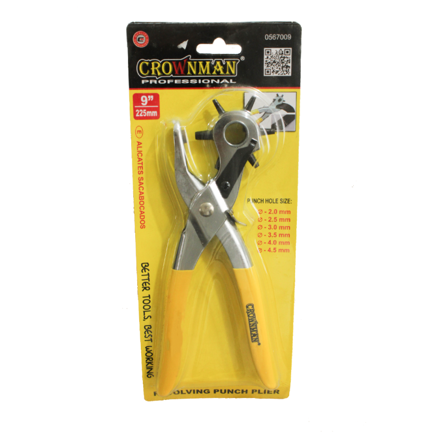 Alicate Vazador / Perfurador para couro/plástico/papelão giratório 9POLx225MM - 0567009 - Crownman