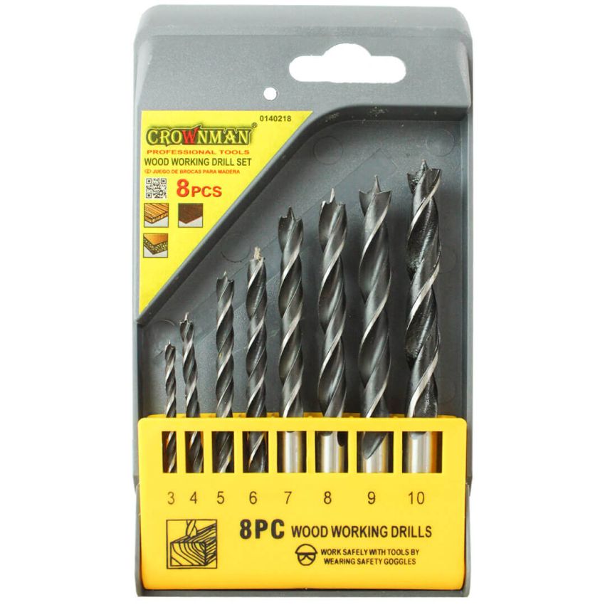 Jogo de Brocas com 8 peças 3mm - 10mm - 0140218 - Crownman