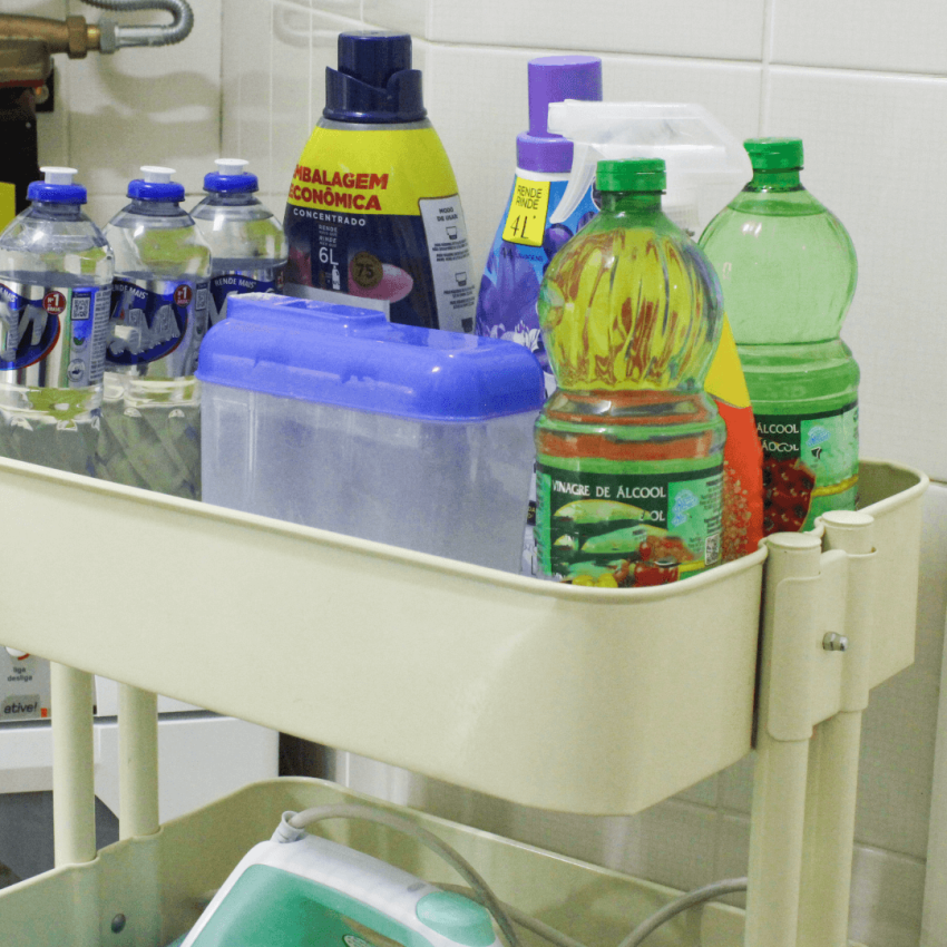 Carrinho Multiuso com 4 prateleiras ( Fruteira / Organizador ) com rodas - cor BEGE - BHL-2204B