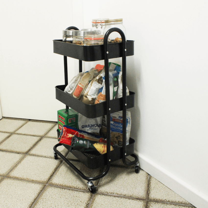 Carrinho Multiuso com 3 prateleiras ( Fruteira / Organizador ) com rodas, cor PRETA - HL-2303 - STROM