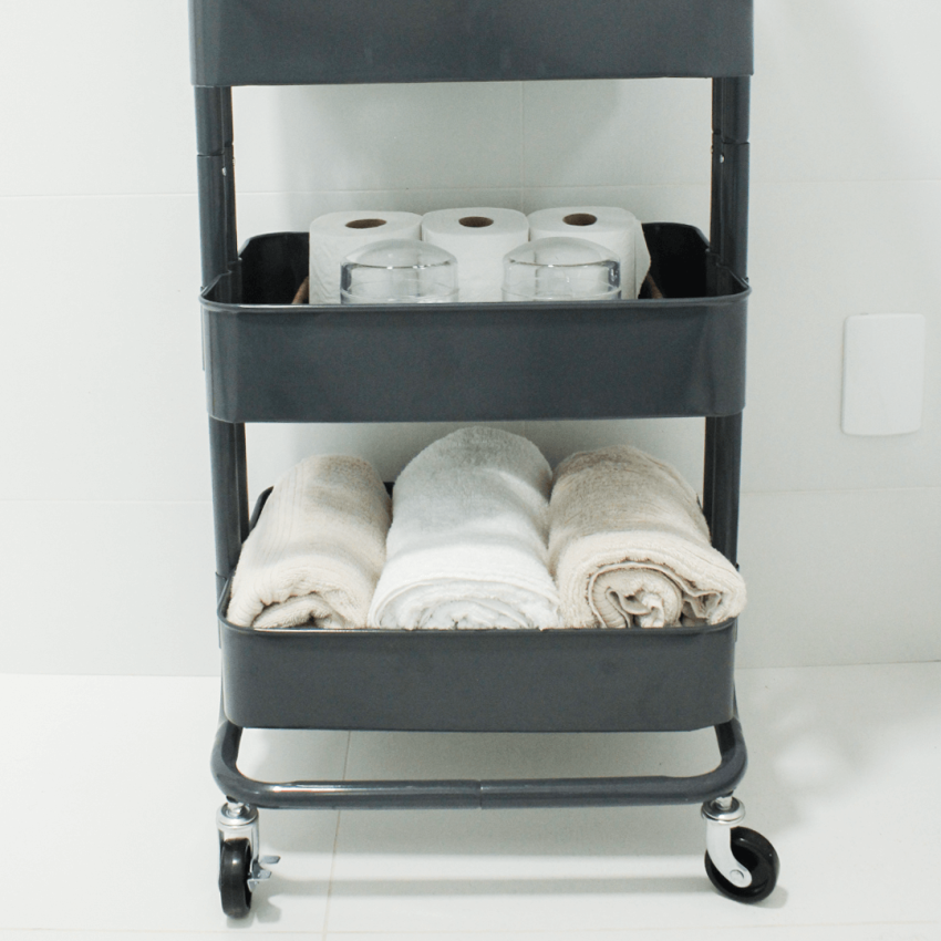 Carrinho Multiuso com 4 prateleiras ( Fruteira / Organizador ) com rodas - cor CINZA - HL-2204B