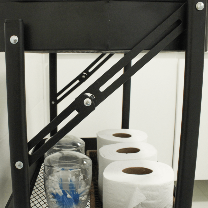 Carrinho Multiuso dobrável com 3 prateleiras ( Fruteira / Organizador ) com rodas, cor PRETA - HL-1103B