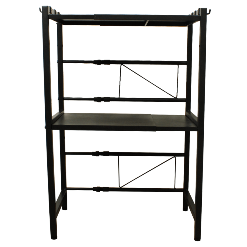 Rack p/ Microondas C/ 2 Prateleiras, cor PRETA - HL-002