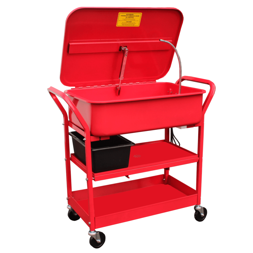 Lavadora Móvel de Peças Compacta com Tampa e Suporte e Prateleiras 75L 110V