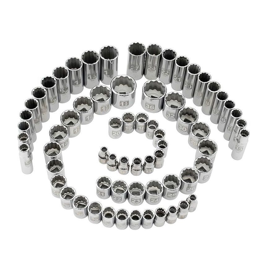 Conjunto Soquete Curto e Longo 12 Pontas 1/2 pol com 66 pçs - 35746 - Craftsman