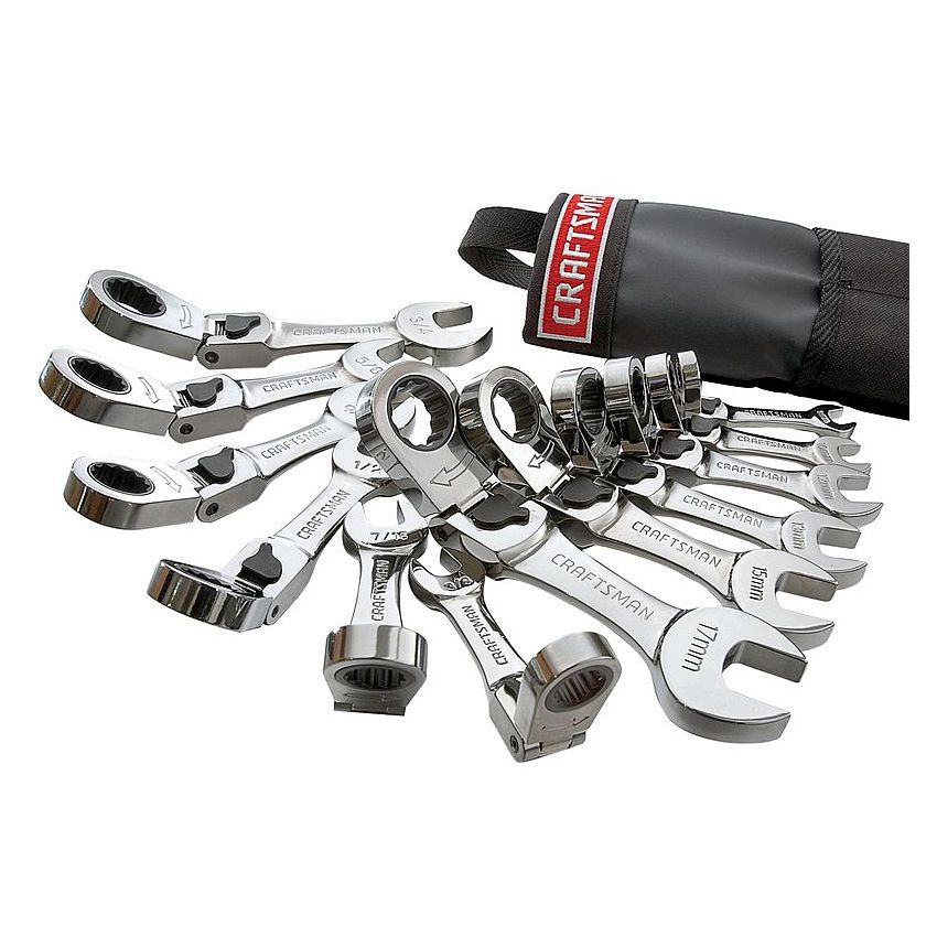 Kit Chave Combinada Curta Flexível com Catraca 12 pçs Métrica e Polegada - 83105 Craftsman