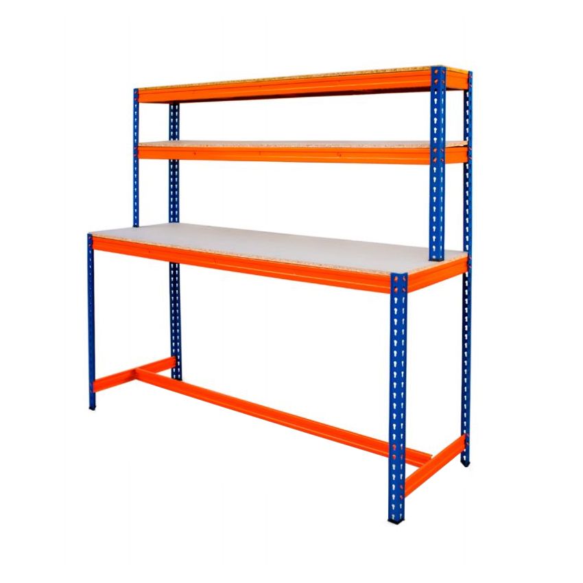 Bancada de Trabalho Reforçada com 2 Prateleiras 400 Kilos-HWB18060-STROM