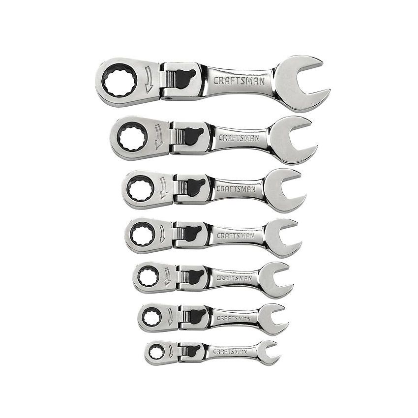 Conjunto de Chave Combinada com Catraca e Cabeça Articulada Métrica 7 pçs - 42041 - Craftsman