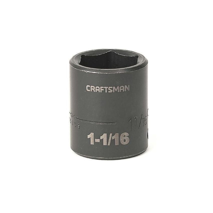 Soquete Curto Impacto 1-1/16, 6 Pontas, Encaixe 1/2 - 15859 - Craftsman