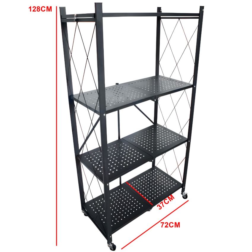 Estante Dobrável com 4 Prateleiras, cor PRETA - HL-1684 - STROM