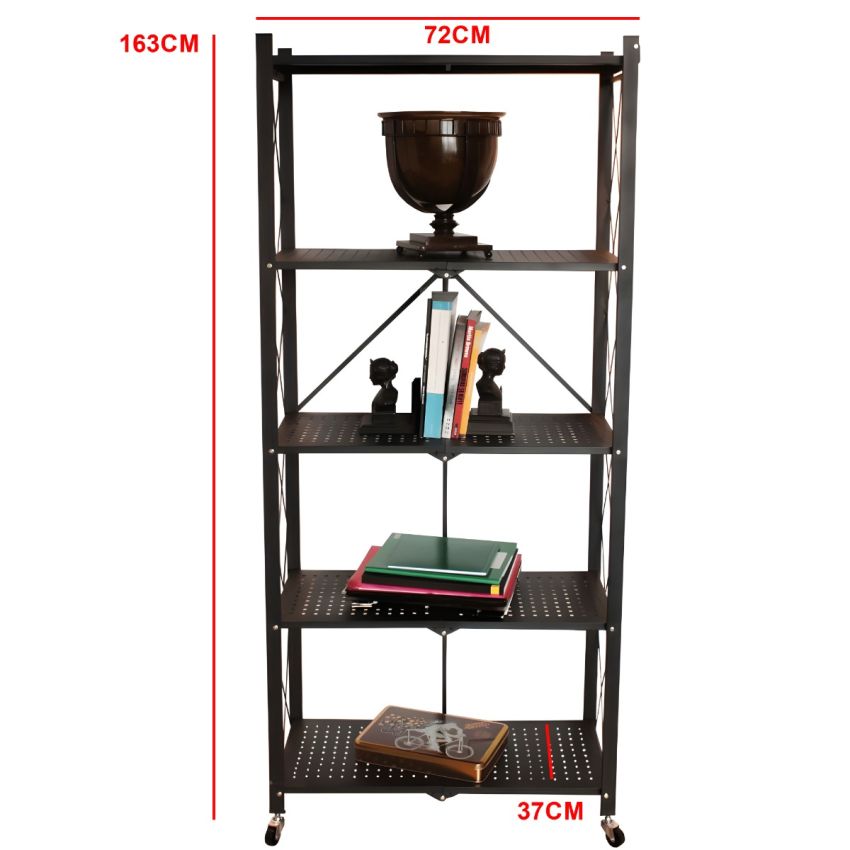 Estante Dobrável com 5 Prateleiras, cor PRETA - HL-1685