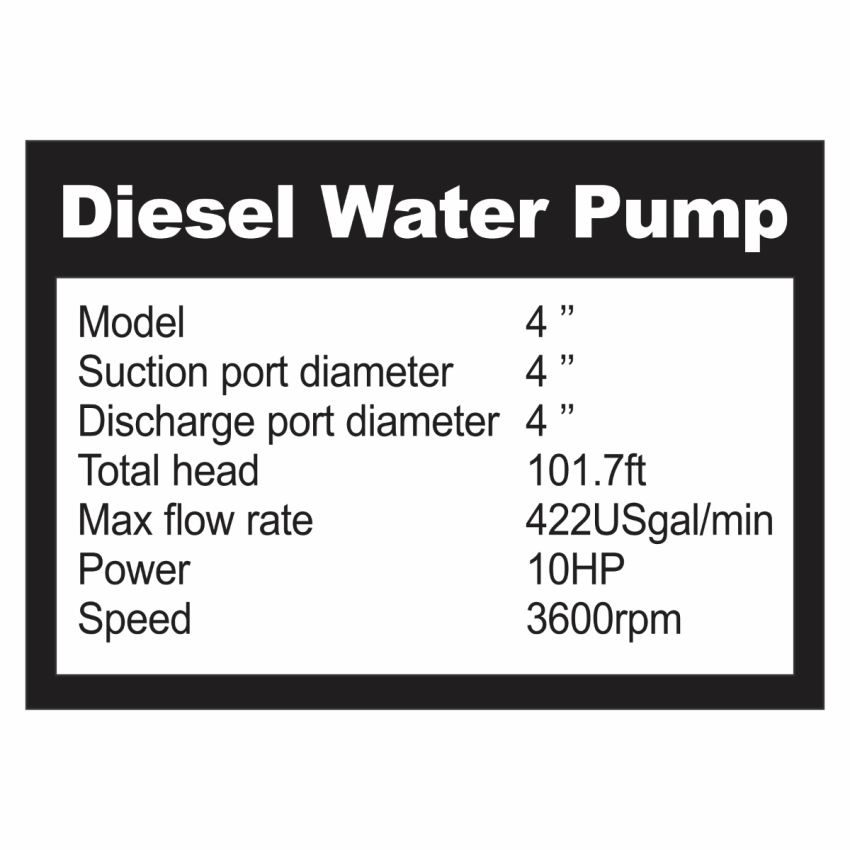 Motobomba D'agua à Diesel Portátil 10HP Partida Manual 4 Pol, 4 tempos DWP100 - STROM