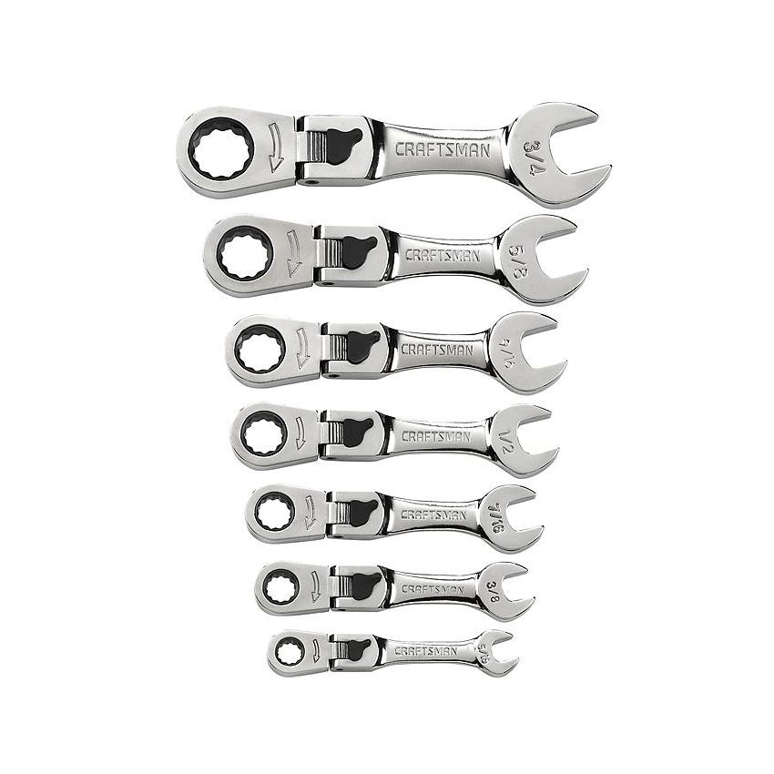 Conjunto de Chave Combinada com Catraca e Cabeça Articulada Polegada 7 pçs - 42040 - Craftsman