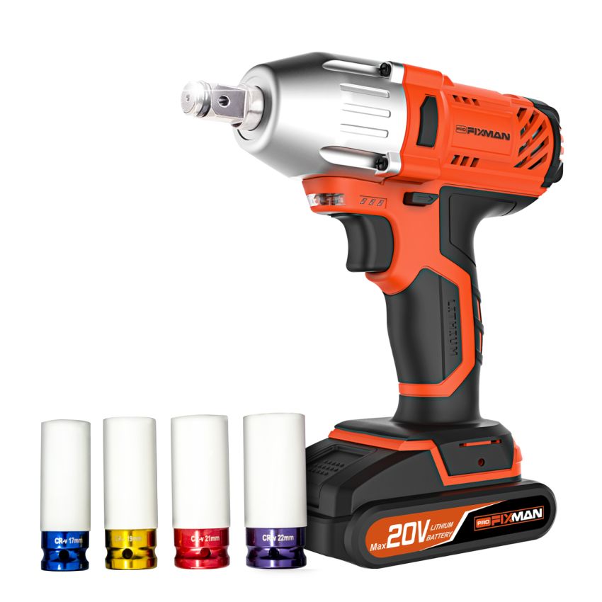 Chave de Impacto com Maleta e Soquete a Bateria de Lítio - Fixman AP18-02