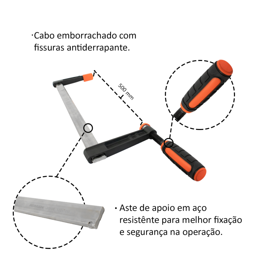 Grampo Sargento Tipo F 120*500 - Q0608 - Fixman