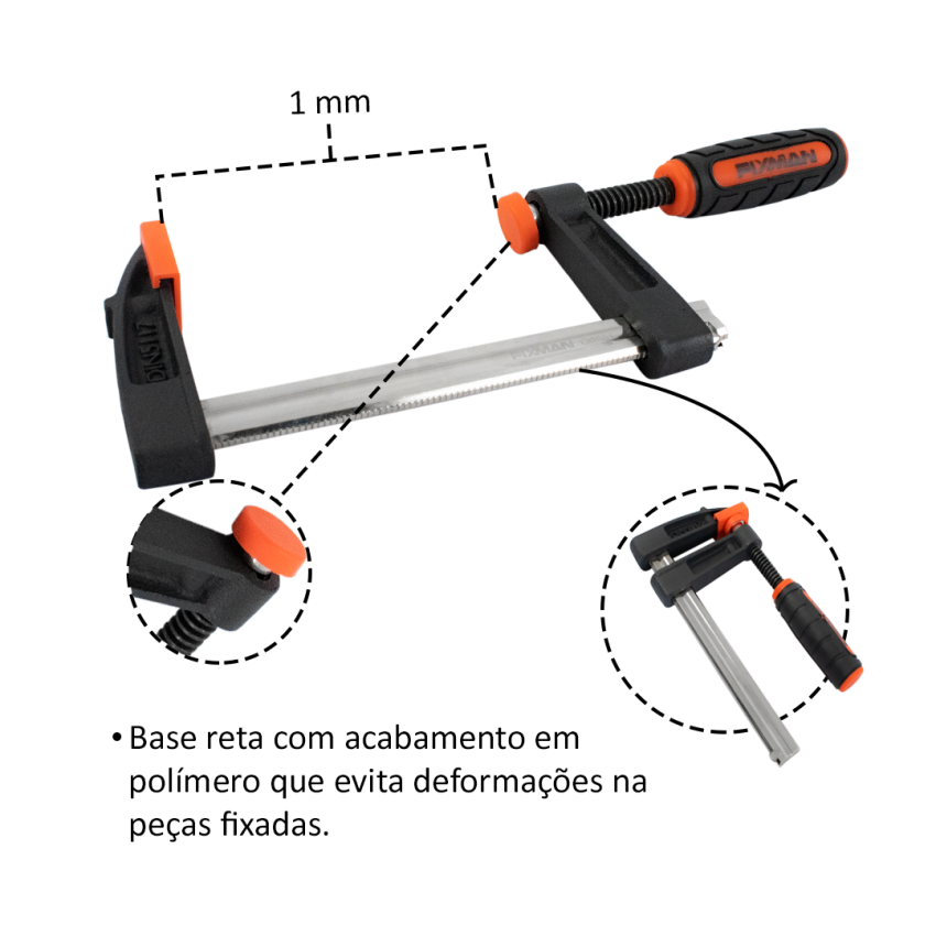 Grampo Sargento Tipo F 50*100mm - Q0601 - Fixman
