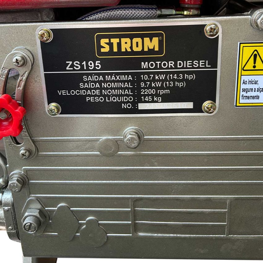 Motor Diesel 13HP Partida Manual Refrigerado a água ZS195G - STROM