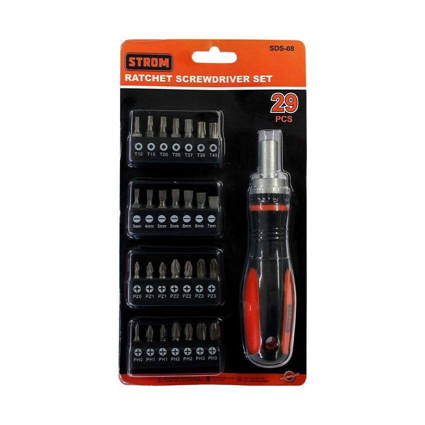 Jogo de bits com chave catraca com 29 peças - SDS-08 - STROM