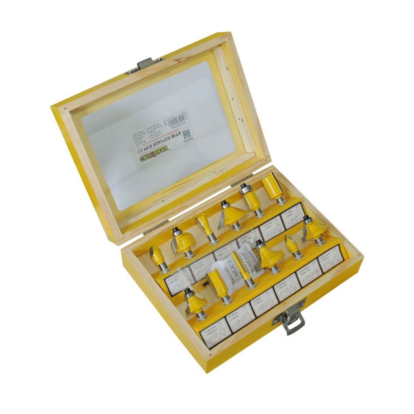 Jogo com 12 fresas para madeira 1/4