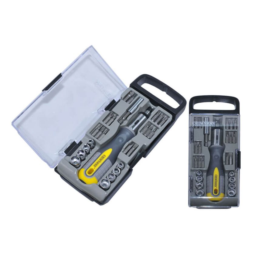 Jogo de bits e soquete com 25 peças - 0606325 - Crownman