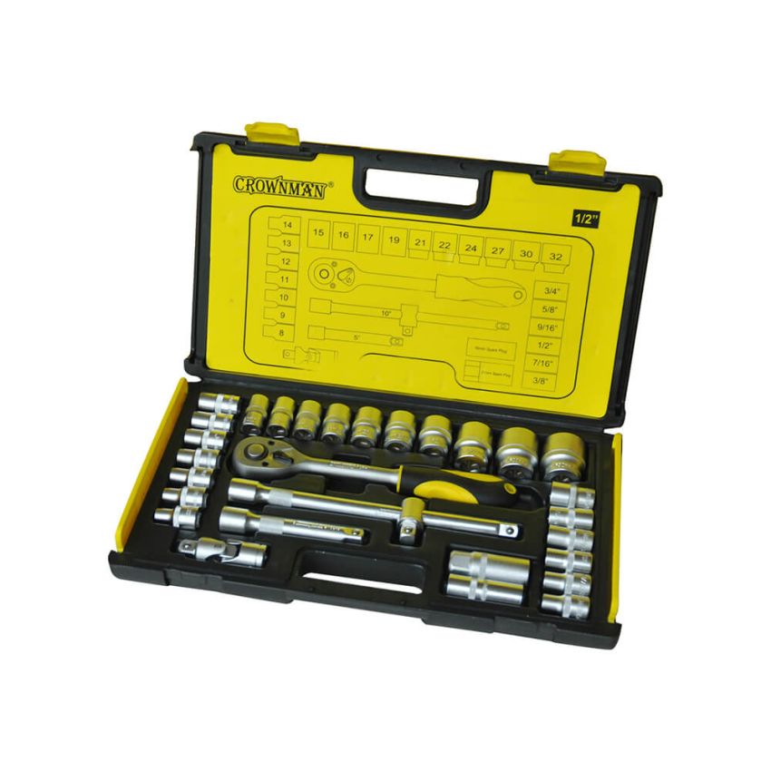 Jogo de soquete com 30 peças, com catraca - CMT-58.0030A - Crownman