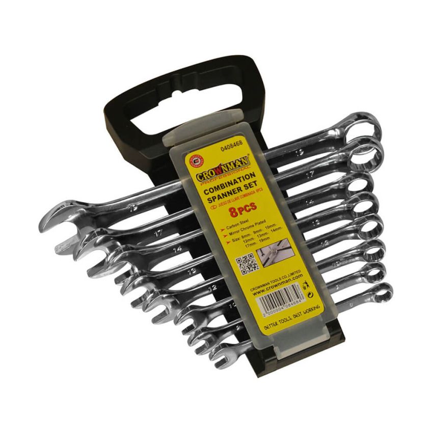 Jogo com 8 chaves combinadas 8mm a 19mm - 0408468 - Crownman