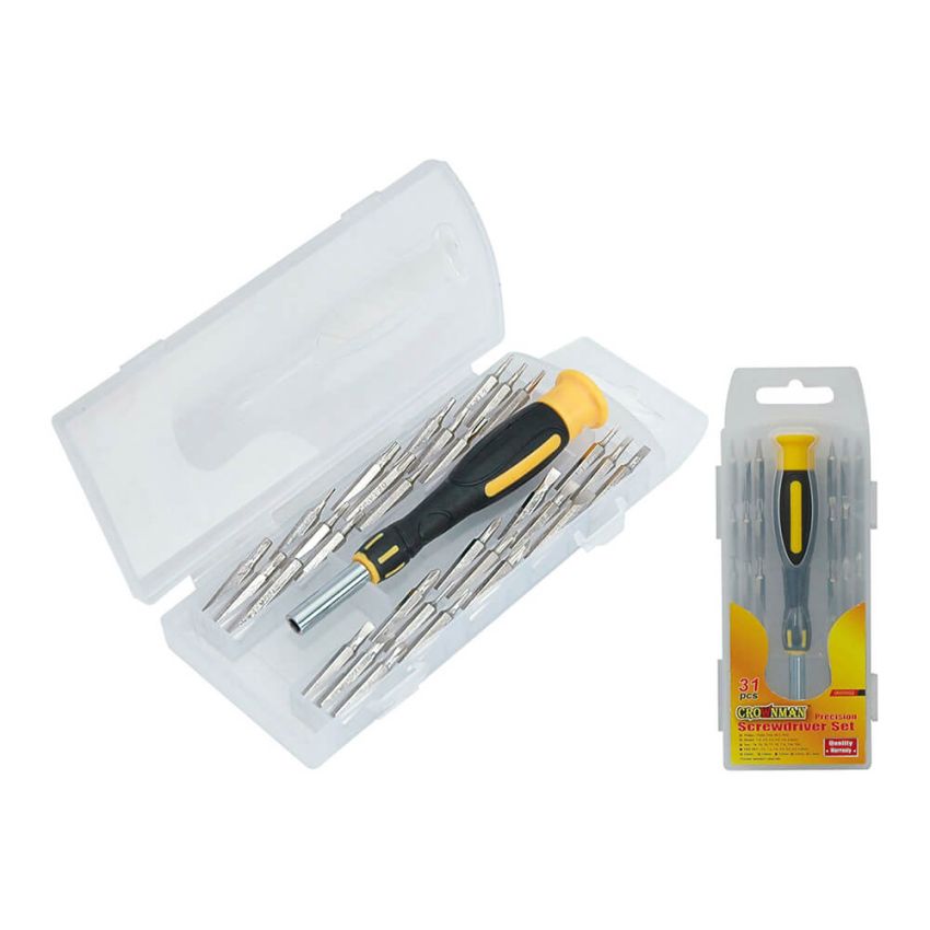 Jogo de bits com chave canhão 31 peças - 0605602 - Crownman