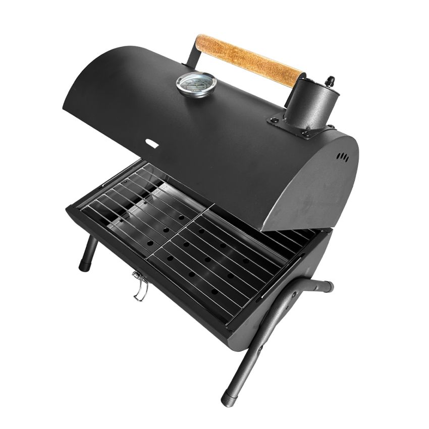 Churrasqueira Portátil a Carvão com Termômetro e Chaminé - JY-022-C