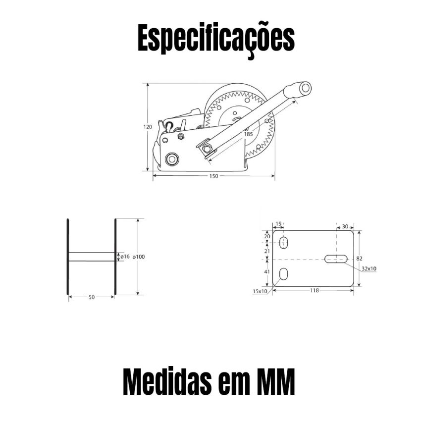 Guincho Manual de Arraste com Catraca em Cabo de Aço 323kg - 95871 - STROM