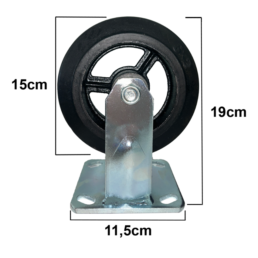 Roda Fixa de Reposição para Carrinho de Transporte 1 Tonelada – 15cm – TC4833A