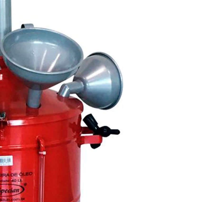 Pingadeira Com Marcador De Nível De Óleo - 40lt Com 6 Funis - Vermelho PK-40-F-VR - Pikilub