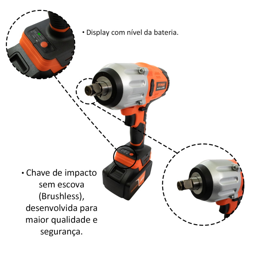 Chave de Impacto Brushless 1/2