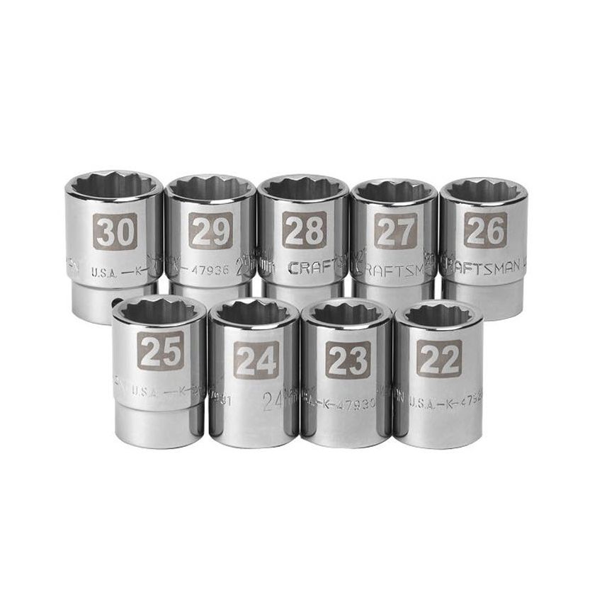 Jogo Com 9 Soquetes Métrico Adapt. 3/4 - Craftsman 46305