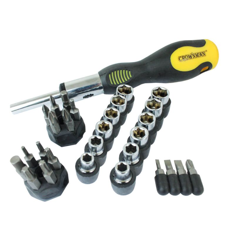 Jogo de bits e soquetes com 34 peças - 0606334 - Crownman