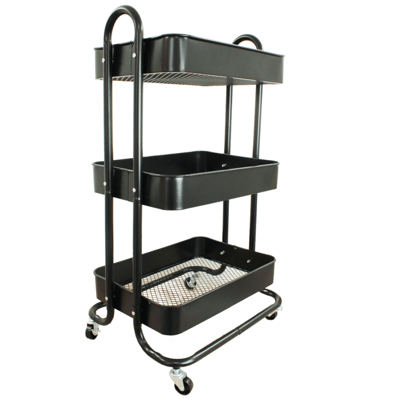 Carrinho Multiuso com 3 prateleiras ( Fruteira / Organizador ) com rodas, cor PRETA - HL-2303 - STROM