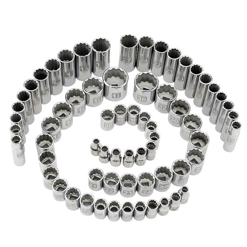 Conjunto Soquete Curto e Longo 12 Pontas 1/2 pol com 66 pçs - 35746 - Craftsman