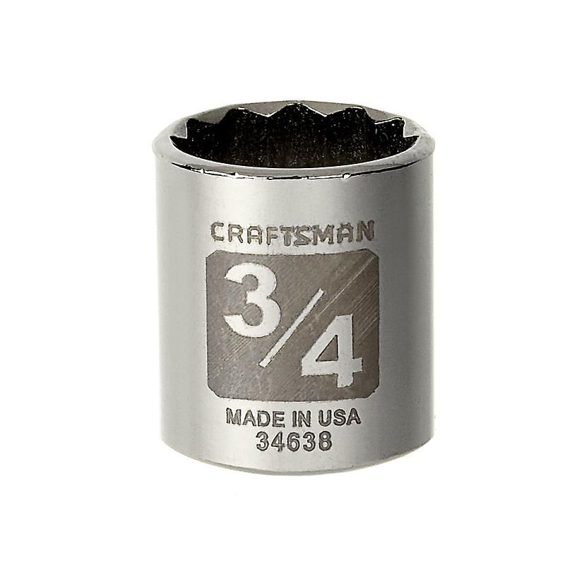 Soquete Curto 3/4, 12 Pontas, Encaixe 3/8 - 34638 - Craftsman