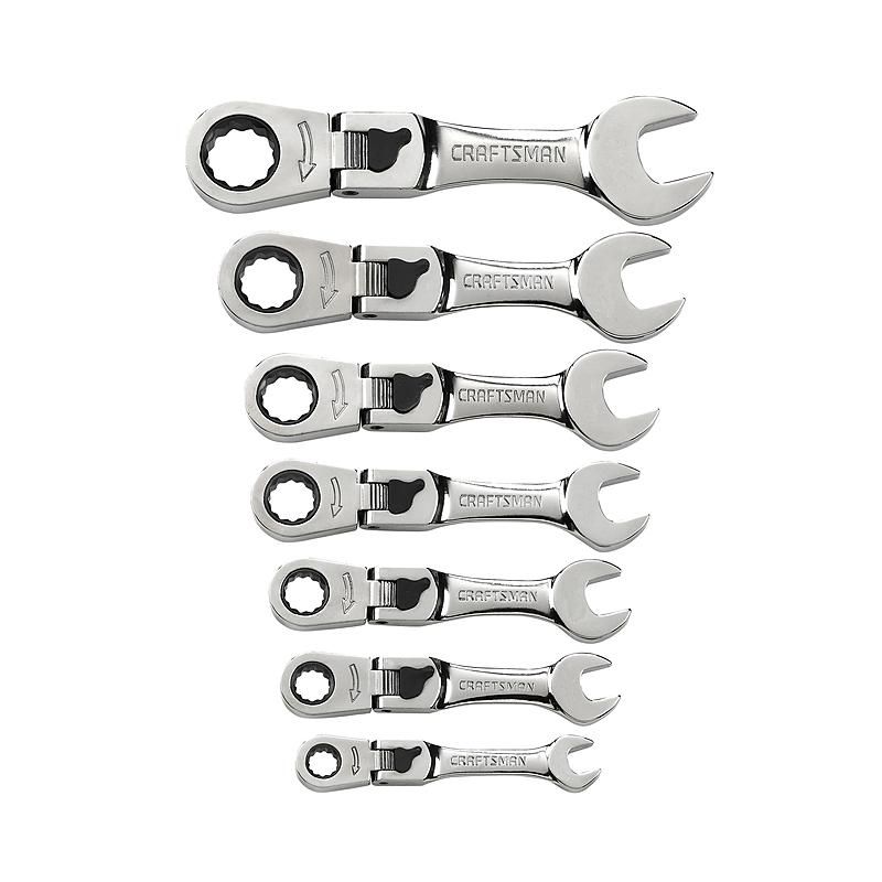 Conjunto de Chave Combinada com Catraca e Cabeça Articulada Métrica 7 pçs - 42041 - Craftsman