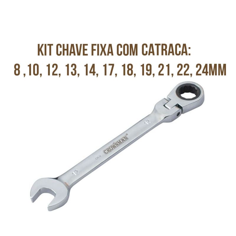 Kit Chave Combinada Móvel com Catraca - Crownman