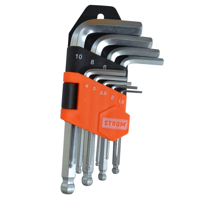 Jogo de Chave Hexagonal Abaulada Curtas com 9 peças - LAT-133 - STROM