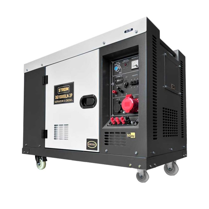 Gerador de Energia a Diesel 12.5KVA, Partida: Elétrica Silencioso DG10000LN Trifásico 110/220v – STROM